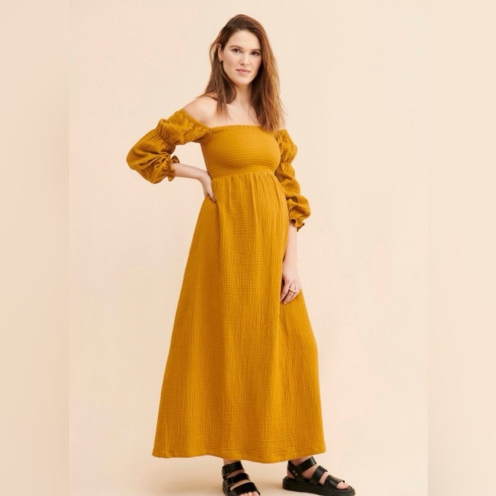 NWT Ingrid and Isabel Off the Shoulder Long Sleeve Cotton Maternity Dress - XL
